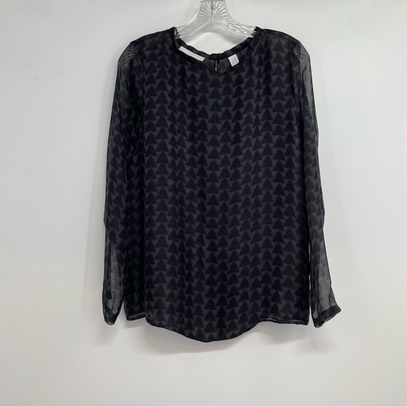 Sibel Saral Blouse Women’s S Gray Sheer Silk Double Layered Geometric - Picture 3 of 11